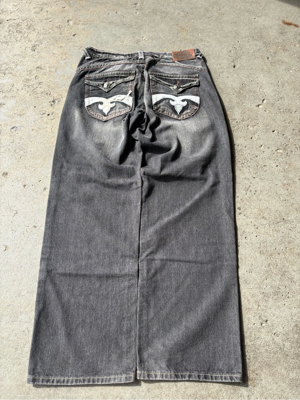 Men’s Y2K 2000’s Rock Revival Gray Baggy Denim Jean with Back Pockets